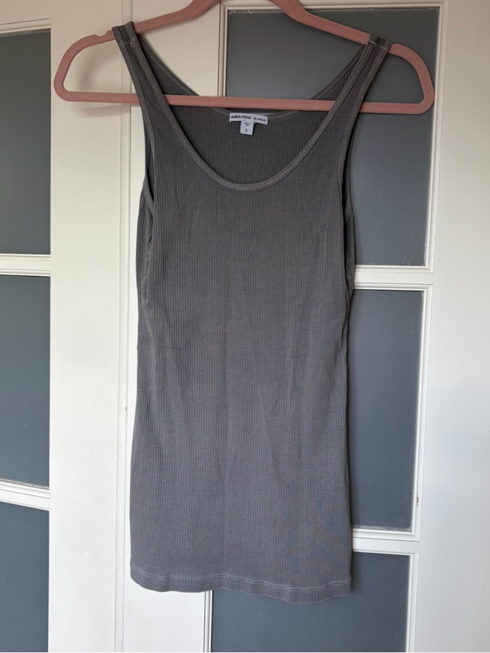 James Perse Dark Gray Ribbed Scoop Tank